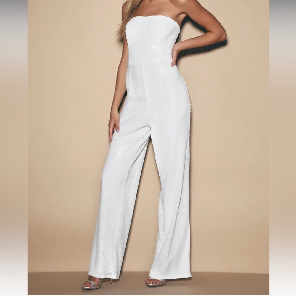 White Sequin Jumpsuit